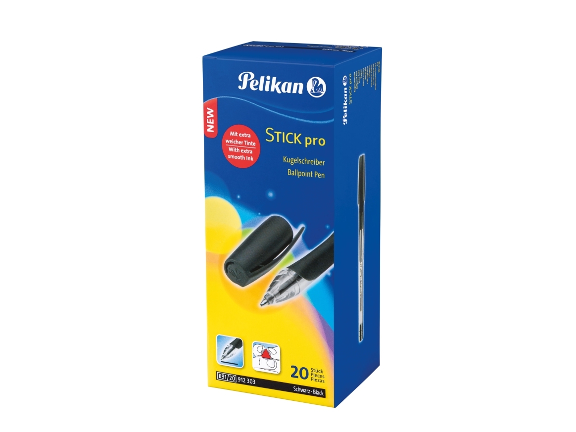 Pelikan 912303, Clips, Kuglepen, Genopfyldelig, Sort, 20 Stk