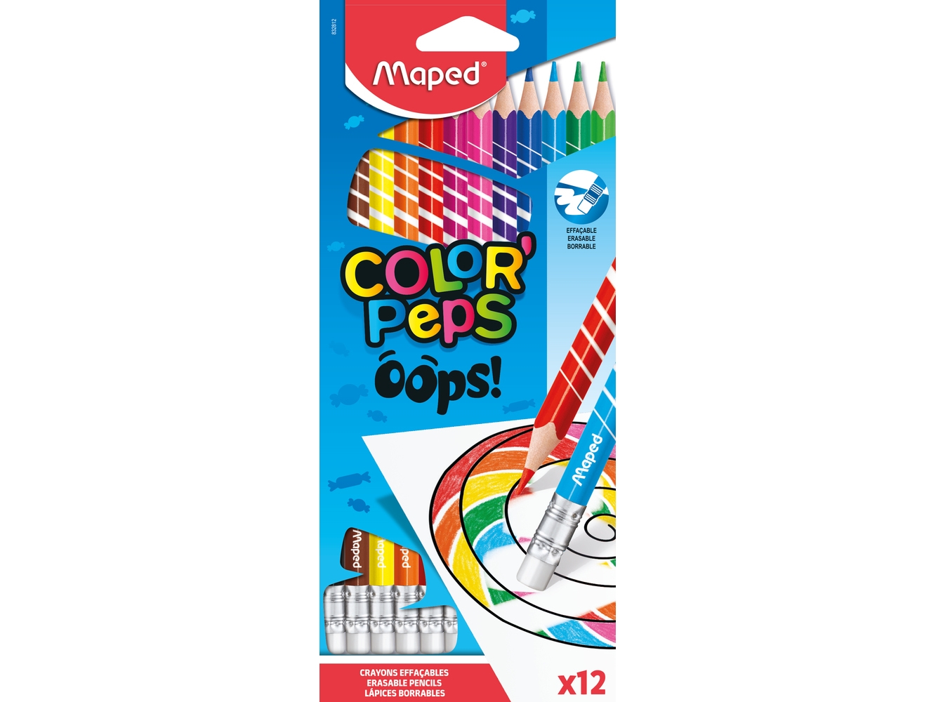 Maped Color’Peps 832812, Grafitblyant, Flerfarvet, Trekant, Flerfarvet, Hængende boks, 12 stk