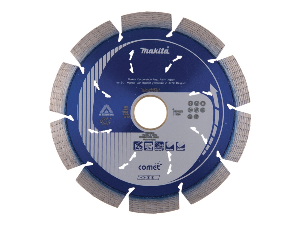 Makita Comet - Diamantskæreskive - For Beton, Kalksten, Forstærket Beton, Mursten - 125 Mm - For Makita Dlx3179tx1