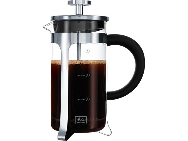 Melitta French Press Premium, Stempelkande, Glas, Sort, Rustfrit stål, Transparent, 3 kopper, Rustfrit stål