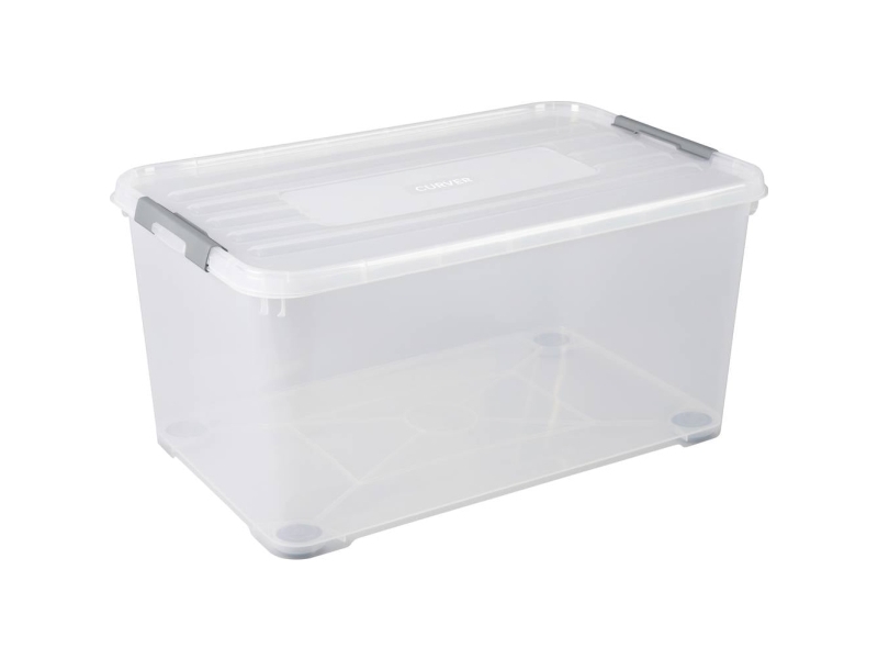 Curver 243857 Opbevaringsboks HANDY Kan stables (L x B x H) 800 x 500 x 390 mm Transparent, Sølv 1 stk