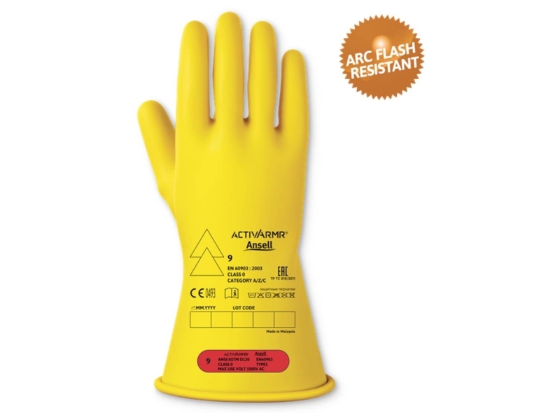 Ansell Activarmr Rig011y090 Naturlatex Elektrikerhandschuh Größe (Handschuhe): 9 En 21420:2020, En 60903 1 Paar (Rig011y090)