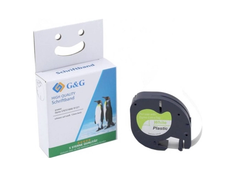 G&G 5D91221-Td, Hvid, Brother, Brother Ql1050 Brother Ql1060n Brother Ql1100 Brother Ql1110nwb Brother Ql500 Brother Ql550..., 1,2 Cm, 4 M
