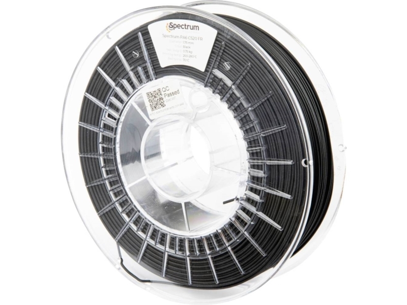 Spectrum Filaments 80541 Pa6 Cs20 Fr V0 Filament Pa6 Varmebestandig 1.75 Mm 750 G Sort 1 Stk