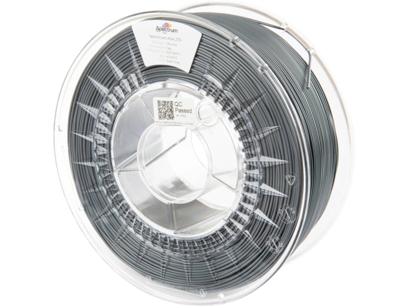 Spectrum Filaments 80301 Asa 275 Dark Grey Filament Asa Slagfast, Vejrbestandig, Uv-Bestandig 1.75 Mm 1000 G Mørkegrå 1 Stk