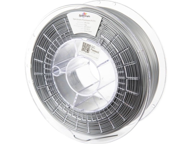 Spectrum Filaments 80658 Premium Pctg Filament Pctg Kemisk Bestandig, Lugtsvag 1.75 Mm 1000 G Silver Steel, Sølv, Stål 1 Stk