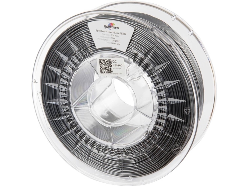 Spectrum Filaments 80062 Pet-G Premium Filament Petg Kemisk Bestandig, Slagfast 1.75 Mm 1000 G Silver Star, Sølv 1 Stk