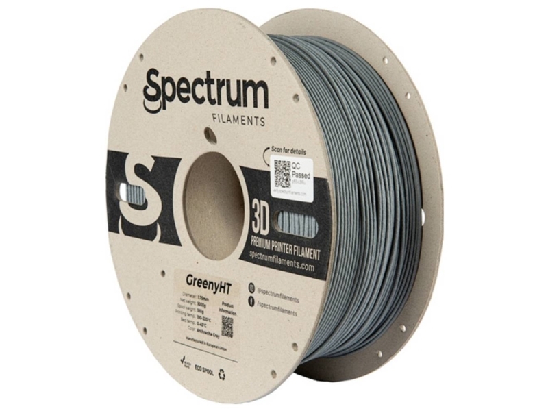 Spectrum Filaments 80701 Greenyht Filament Pla-Plast Varmebestandig, Høj Grad Af Stivhed, Mat 1.75 Mm 1000 G Anthracite Grey, Antracitgrå, Grå 1 Stk