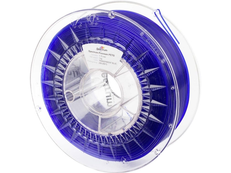 Spectrum 3D Filament Petg Premium 175Mm Tranparent Blue Blue Transparent 1Kg