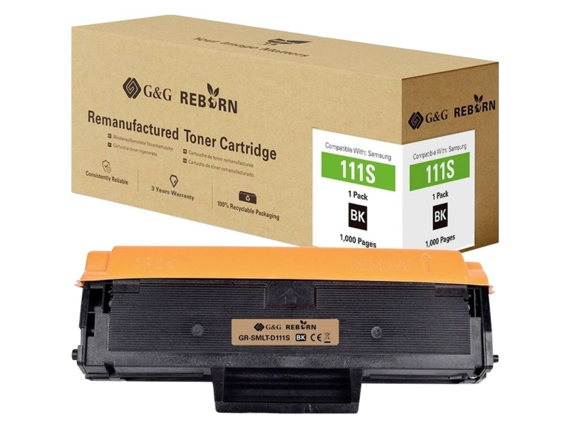 G&G Tonere Erstatter Samsung Mlt-D111s, Su810a Kompatibel Sort 1000 Sider Reborn Remanufactured 21324