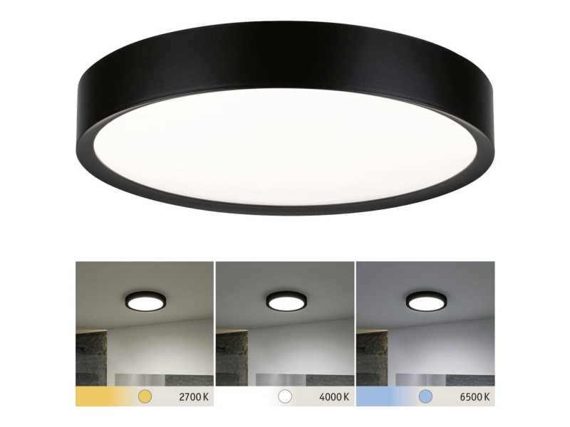 Paulmann Taklampa Tega Led 22 5w 1200lm 3000/4000/6500k Ip44 230v Svart / Plast