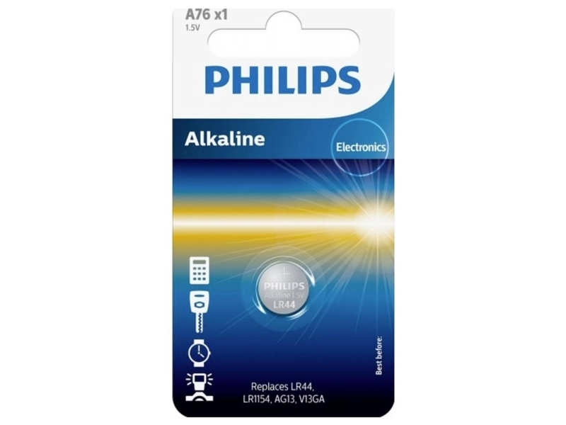 Philips A76 Batteri Lr44 Alkaliskt 105 Mah