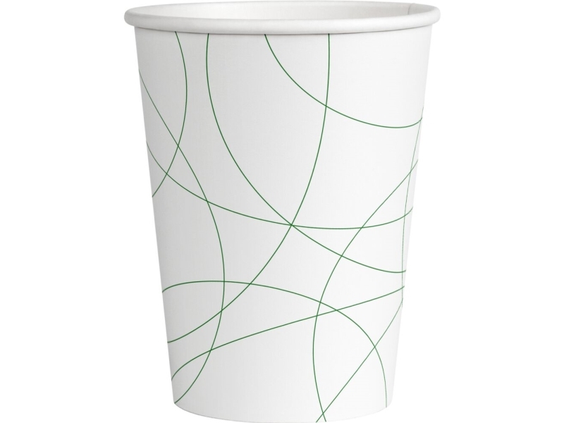 Kaffebæger Leaf Abstract, ABENA Gastro, 9,2cm, Ø8cm, 24 cl, 25 cl, hvid, papir - (20 stk.)