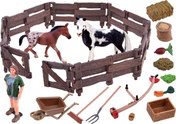 Yokomisiad-figur med dyr - Heste, husmandssted, gård (ZA2991 C)