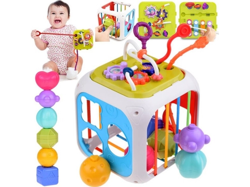 Jokomisiada Interaktyvus kubo žaislas mažyliams, rūšiuojantis formų cimbolus ZA5278