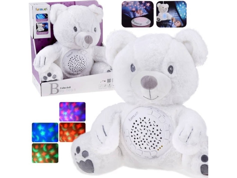 Jokomisiada blød projector/hyggeprojektor i hvid, baby m. musik og lille lyskugle/rotationsvugge ZA5289