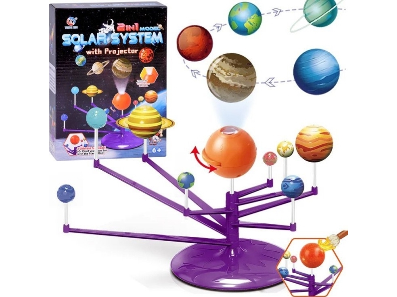 Jokomisiada 2-i-1 læringssæt Solsystem projektor med planetvisning ZA5199