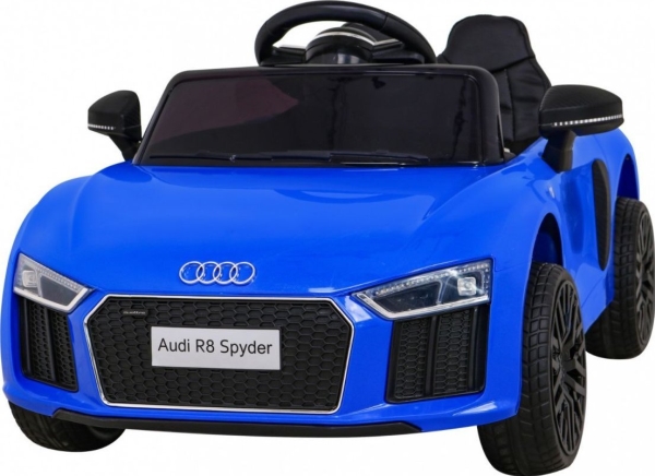 Audi R8 elbil til børn blå + fjernbetjening + EVA + slow start + MP3 LED