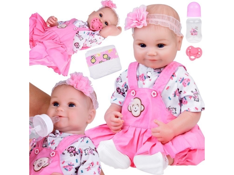 Jokomisiada Urocza miękka Lalka bobas 50 cm jak żywa + pampers butelka ZA5359
