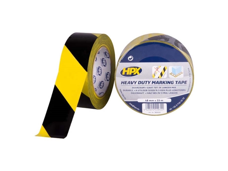 HPX heavy duty markeringstape gul/sort 48mm x 33m
