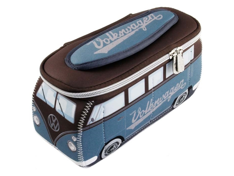 Toilettaske / kosmetiktaske, blå/brun