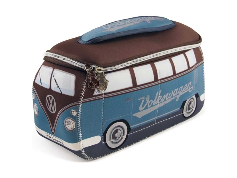 Toilettaske / kosmetiktaske, blå/brun