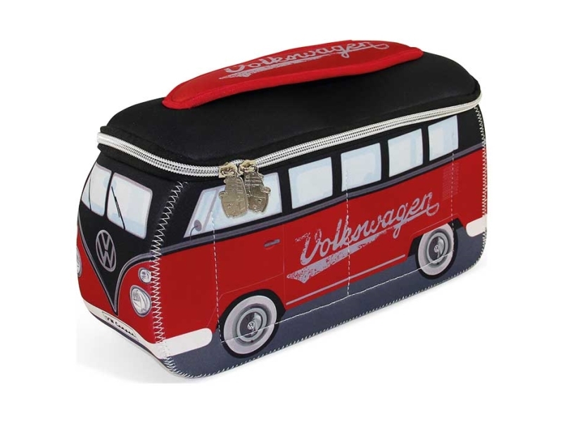 Toilettaske / kosmetiktaske, sort/rød