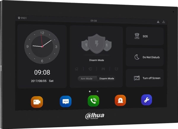 Dahua Technology DHI-VTH5341G-W, 25,4 cm (10), LCD/TFT, 1024 x 600 pikseliä, Kapasitiivinen, H.264, Musta