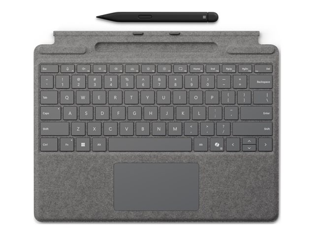 Microsoft Surface Pro Keyboard - Tastatur - Mit Trackpad, Beschleunigungssensor, Surface Slim Pen 2 Ablage Und Ladeschale - Qwerty - Nordic - Platin