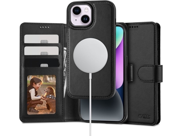 Kaardivahega Mobiiliümbris Tech-Protect Iphone 15 Wallet Magsafe, Must