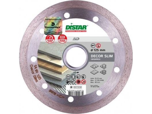 Distar Diamantklinge Decor Slim 125 X 1,2 X 8 X 22,23 Mm