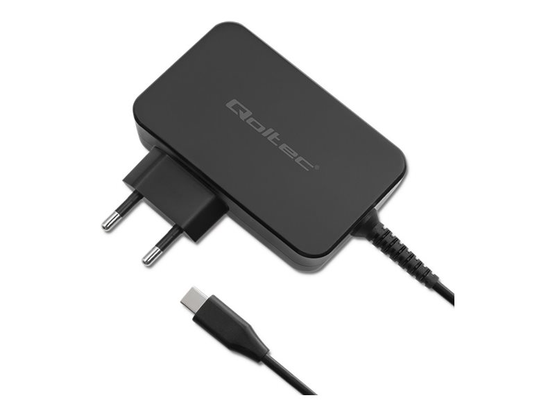 Qoltec Gan Power Pro - Usb-C Strømadapter - 3-5A, 5-20V - Ac 220-240 V - 100 Watt - Sort