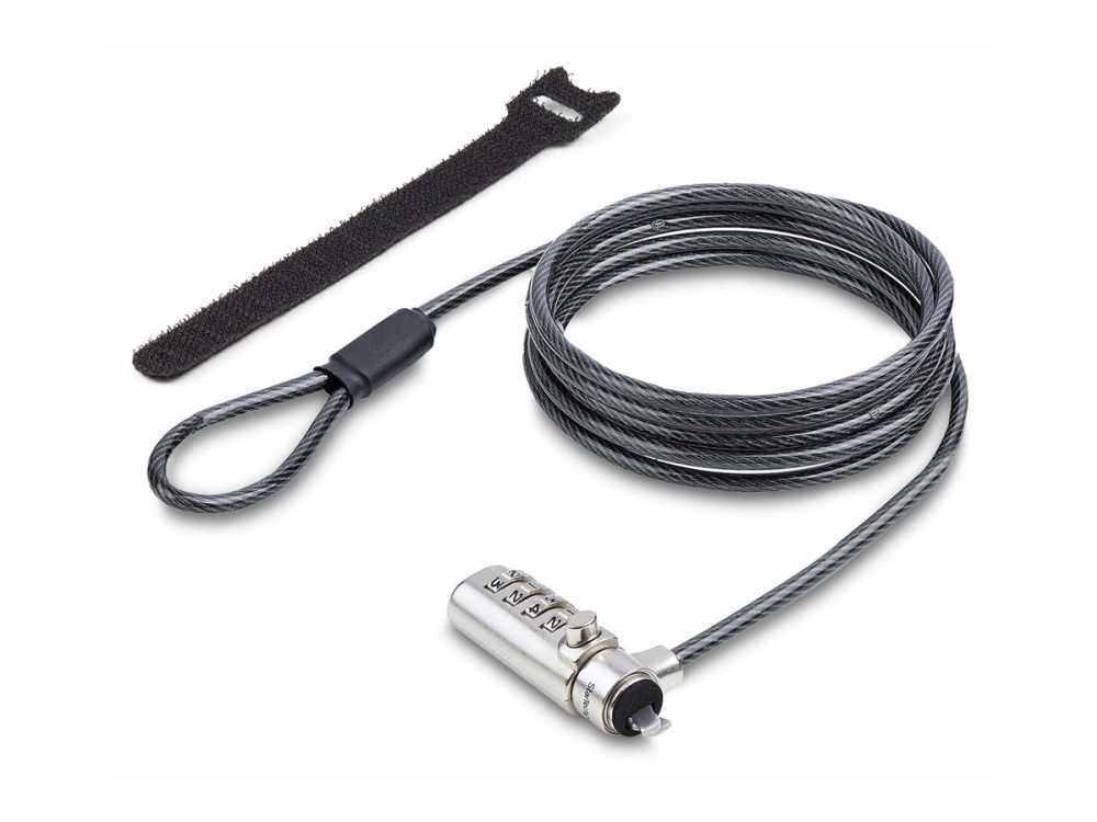 StarTech.com Slim Lock K-Slot Compatible, 6.6ft Combination Locking Cable - Lås för säkerhetskabel - svart & silver - 2 m - TAA-kompatibel | Datorer & Surfplattor - Bärbara tillbehör - Övriga tillbehör | GameStuff