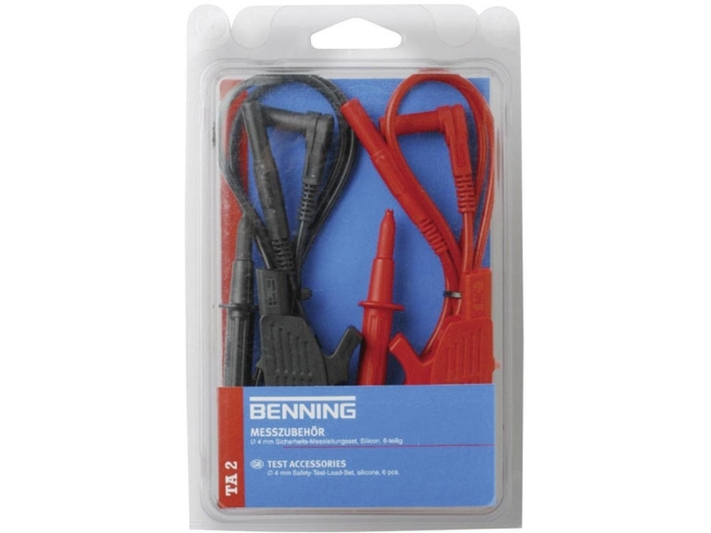 Benning Ta 2 Sicherheitsmessleitungssatz [Lamellenstecker 4 Mm - Lamellenstecker 4 Mm] 1,00 M Rot, Schwarz 1 Satz