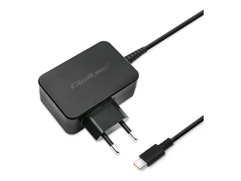 Qoltec - Strømforsyningsadapter - 3-3.25A, 5-20V, Pd, Usb Type C - Ac 220-240 V - 65 Watt - Sort