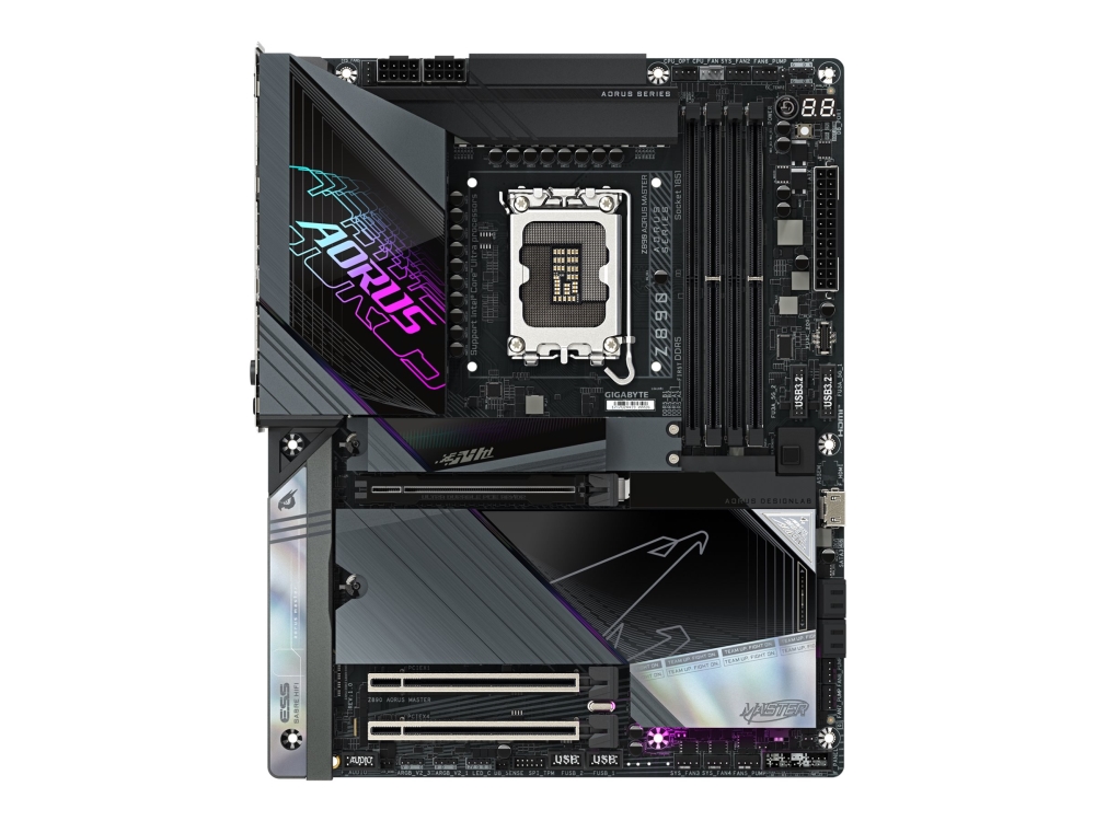 AORUS Z890 MASTER - Moderkort - ATX - LGA1851-uttag - Z890 Chipuppsättning - USB-C 3.2 Gen 2x2, USB 3.2 Gen 1, USB 3.2 Gen 2, USB4 - 10 Gigabit LAN, Bluetooth, Wi-Fi 7 - inbyggda grafiken (CPU krävs) - HD-ljud (8 kanaler) | Datorkomponenter - Moderkort - Intel Moderkort | GameStuff