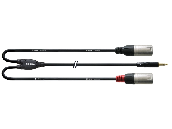 Cordial Cordial äänisovitinkaapeli [1x liitin 3,5 mm - 2x XLR liitin] 3,00 m Musta