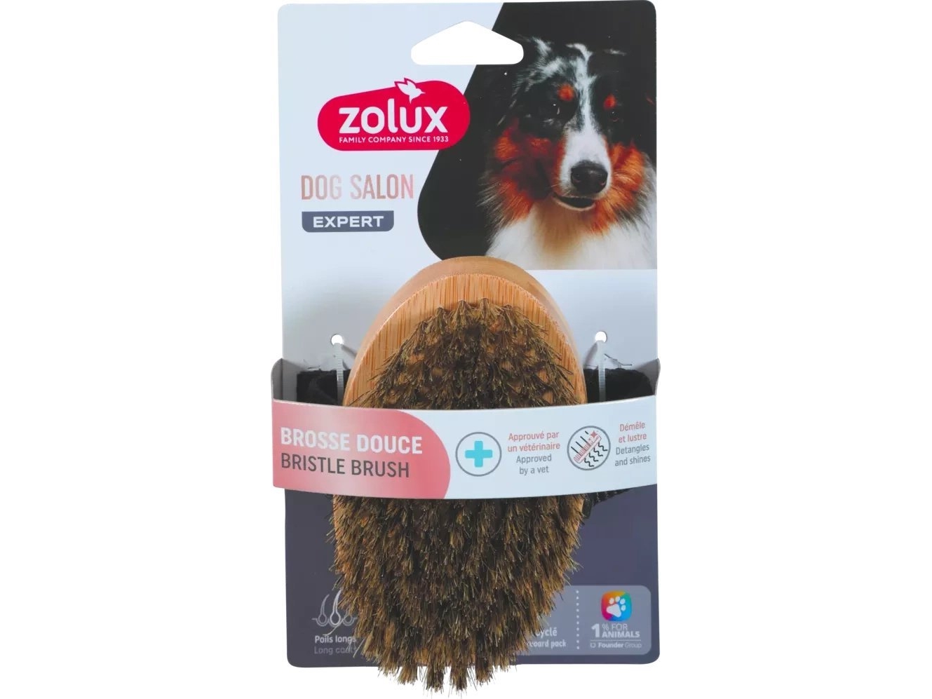 Zolux ZOLUX Pehmeä puuharja koiralle pitkät karvat DOG SALON DOG SALON