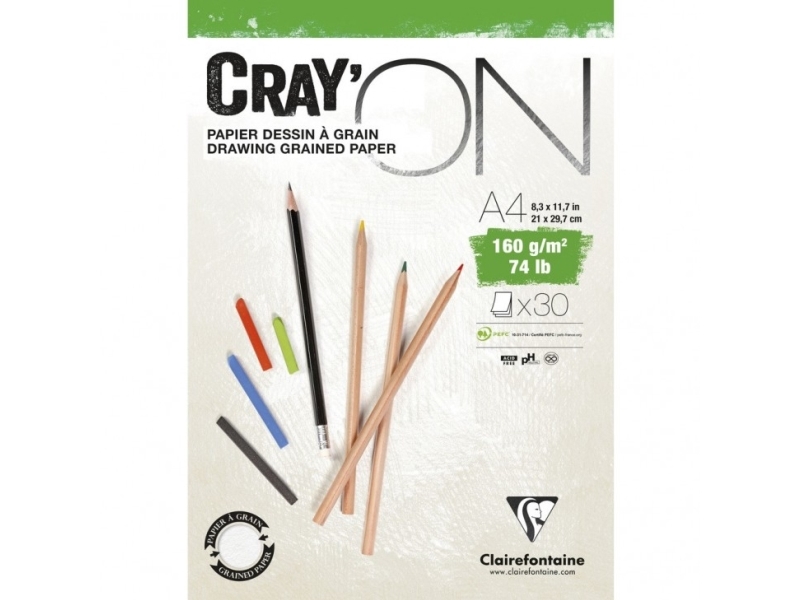 Clairefontaine CrayON, Multifärg, A4 (210 x 297 mm), 160 g/m ^, 30 ark | Skola & Hobby - Konstmaterial - Papper | GameStuff