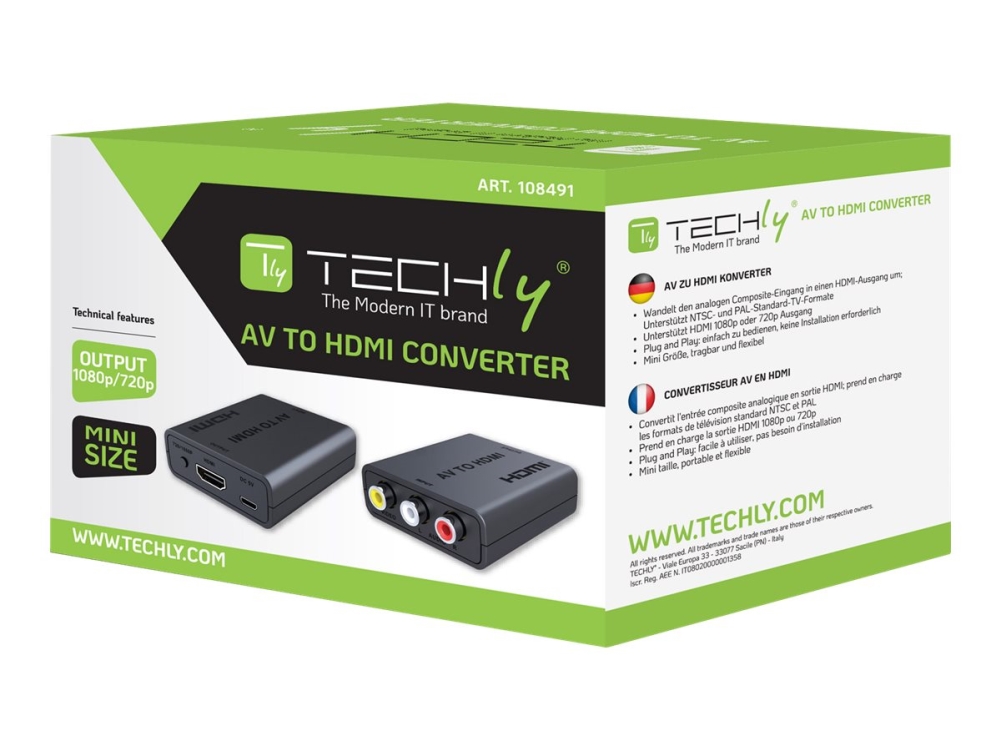 Techly - Video Adapter - Rca X 3 Hunn Til Hdmi, Micro-Usb Type B Hunn - Svart - 1080P-Støtte