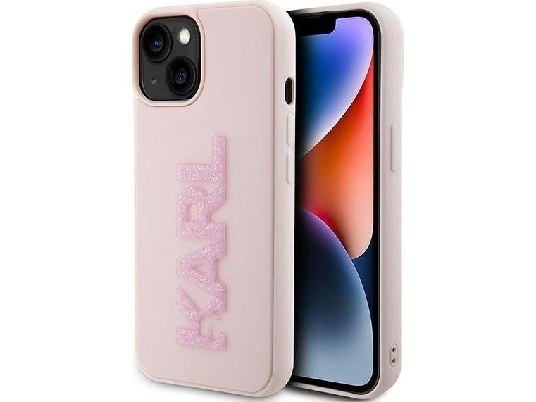 Karl Lagerfeld Karl Lagerfeld Klhcp15m3dmbkcp Iphone 15 Plus / 14 Plus 6.7" Różowy/Pink Hardcase 3D Rubber Glitter Logo