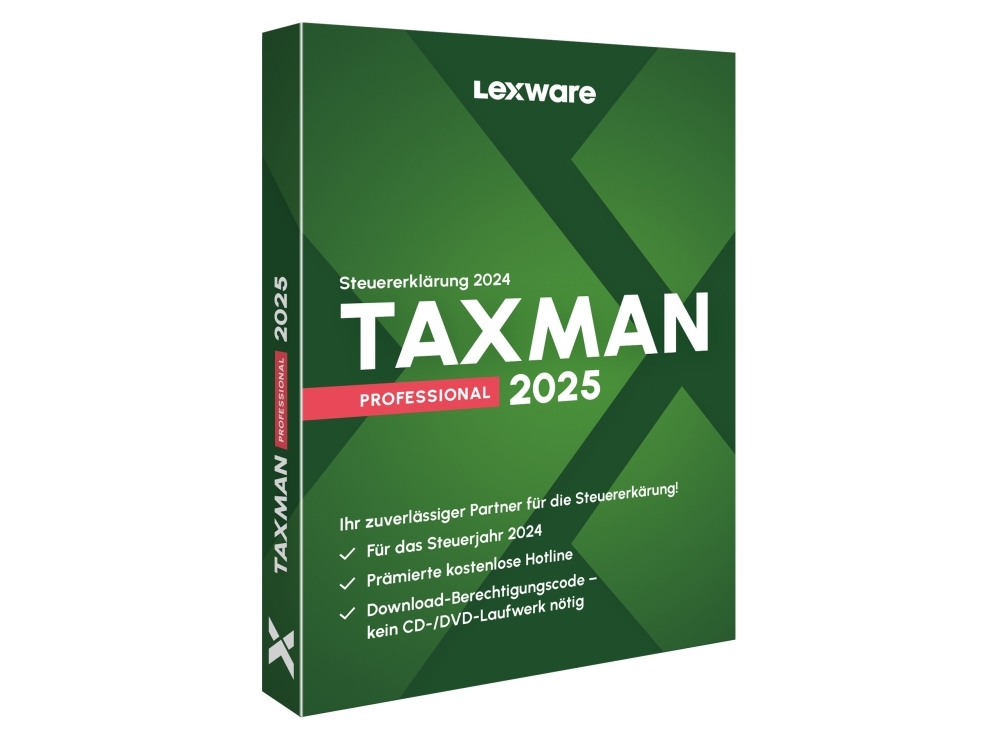 Lexware Taxman Professional 2025, Selvangivelse, 1 Licens(Er), Kasse, Tysk, Windows 11 Enterprise X64, Windows 10, Windows 11 Home, Windows 10 Educat