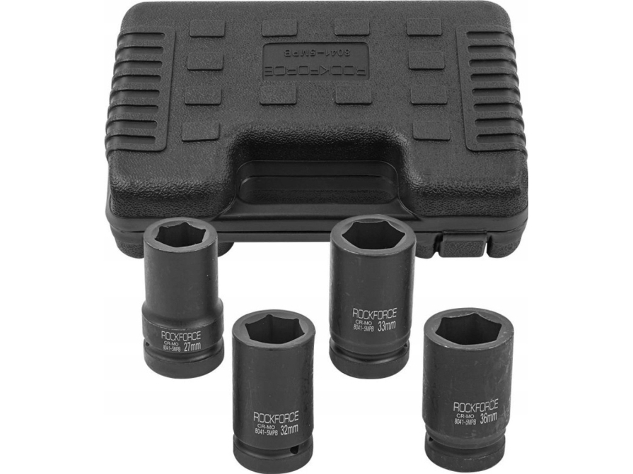 Rockforce Set Schlag-Stecknüsse Tief 1" 4-Tlg. (6-Kant) (27-36Mm)