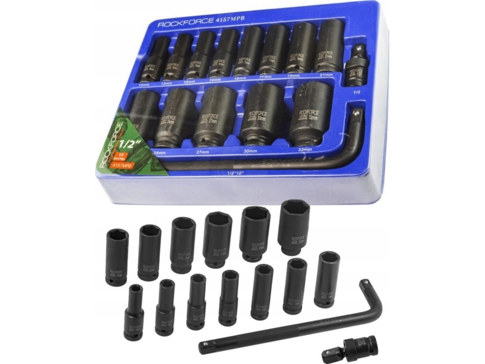 Rockforce Slagtopssæt 1/2" 15 Dele