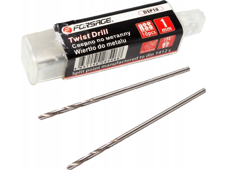 Bohrer-Set Forsage Zestaw Wiertel 1 Mm, 10 Stk. Bohrer Für Metall In Kunststoffkoffer