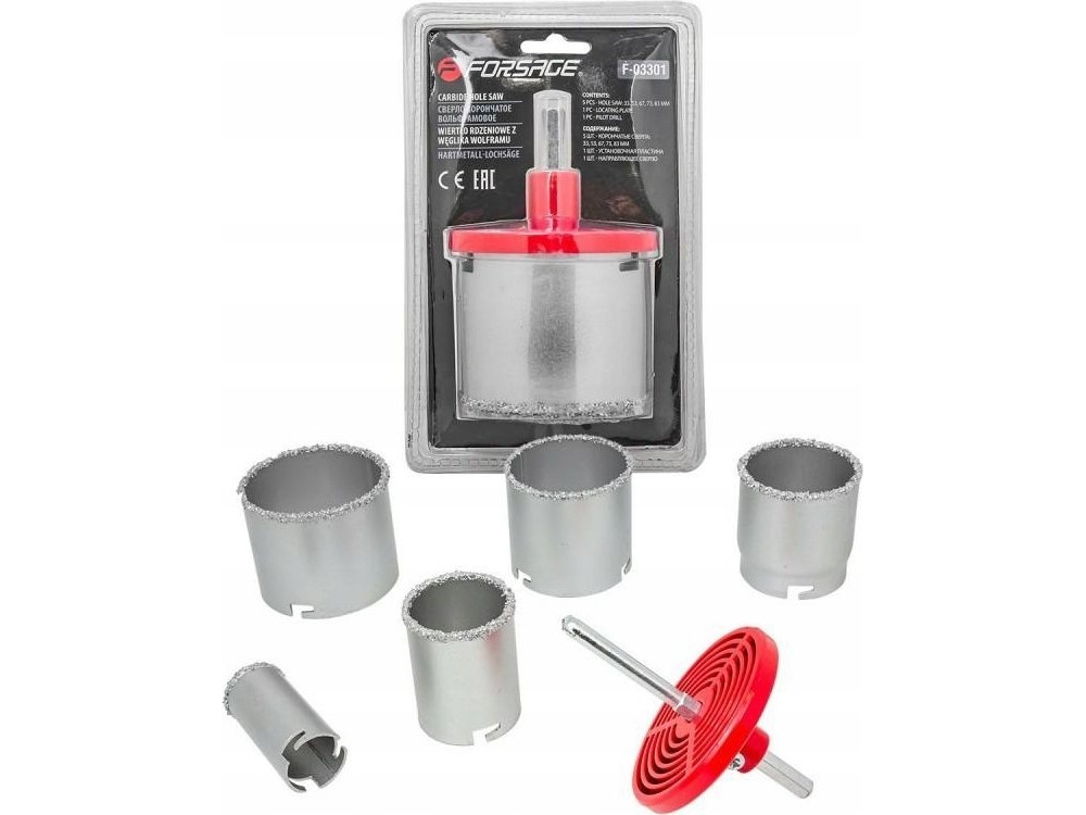 Wiertlo Forsage kernebor-sæt til glasur og gulvfliser 7 dele (33,53,67,73,83 mm)