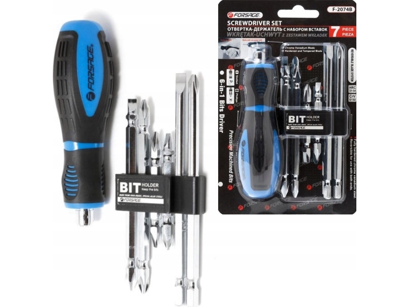 Forsage universalskruetrækker med bits 7 stk