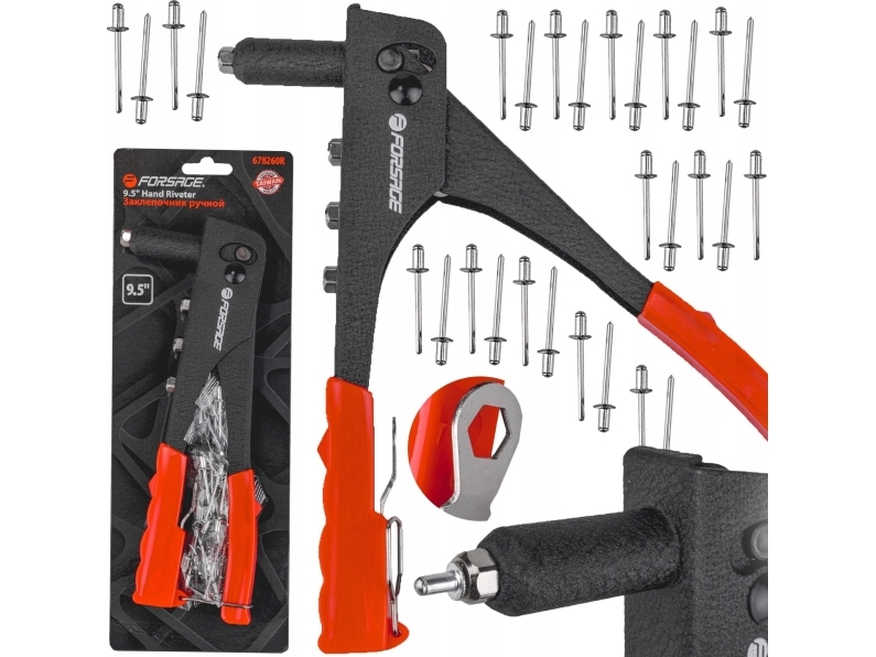 Forsage Handnitverktyg (L-250mm, nit - 2,4, 3,2, 4,0, 4,8)