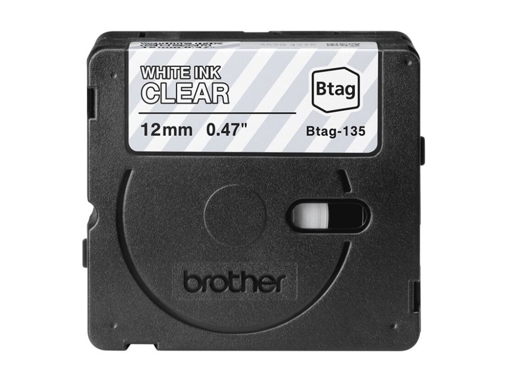 Brother Btag-135 12Mm White On Clear Tape