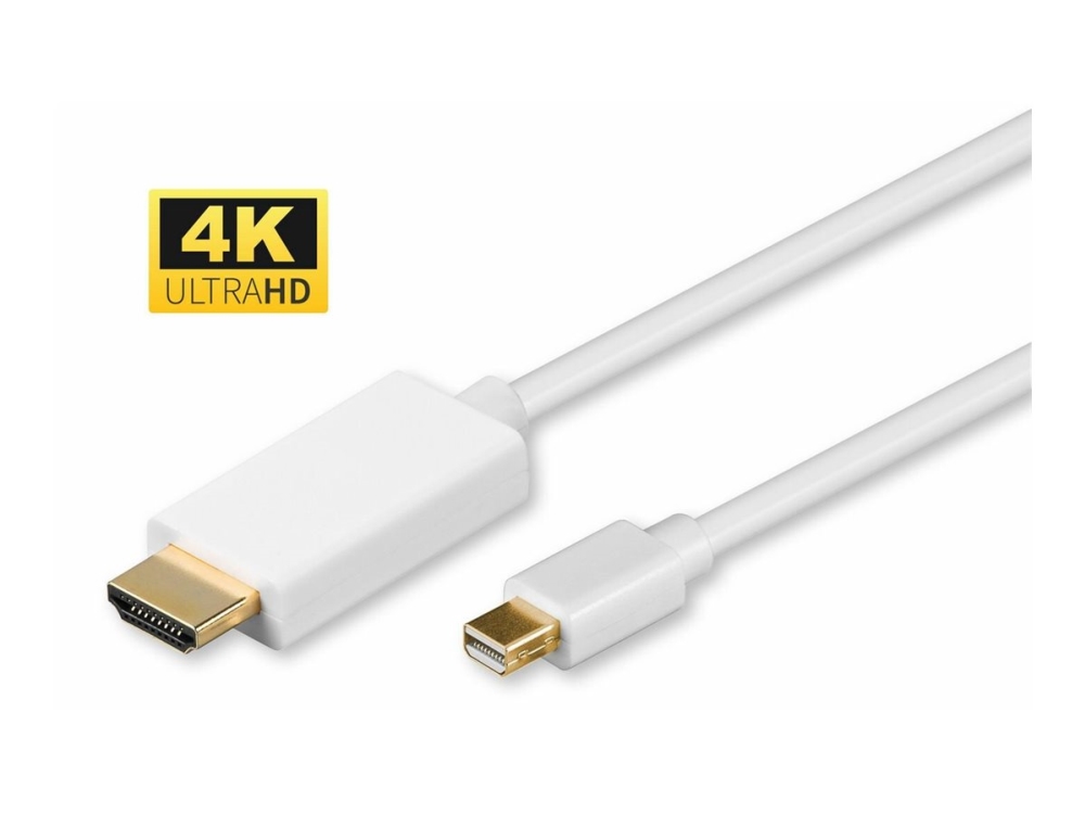 Microconnect - Adapterkabel - Mini Displayport Han Til Hdmi Han - 2 M - Hvid - 4K60hz (4096 X 2160) Support